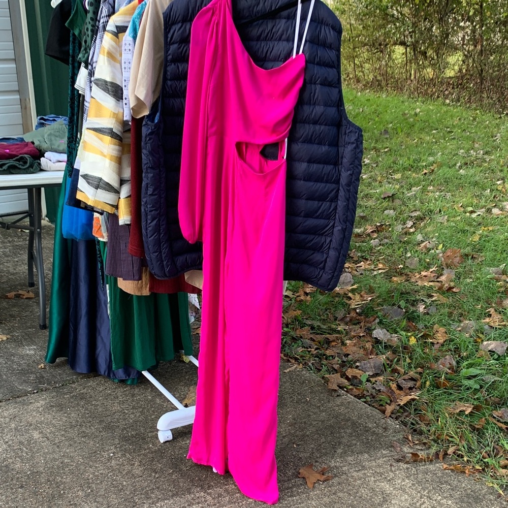 Lulu's Fuchsia One-Shoulder Jumpsuit